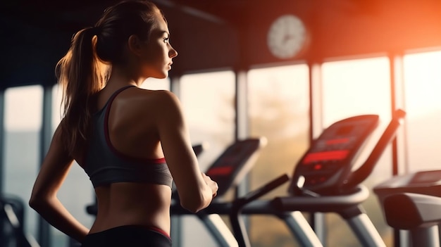 Female Exercising with Dumbbells Gym Photograph Generative AI