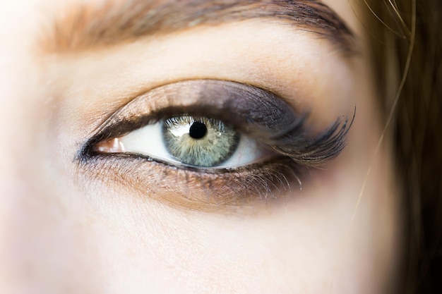 Female eye with long eyelashes