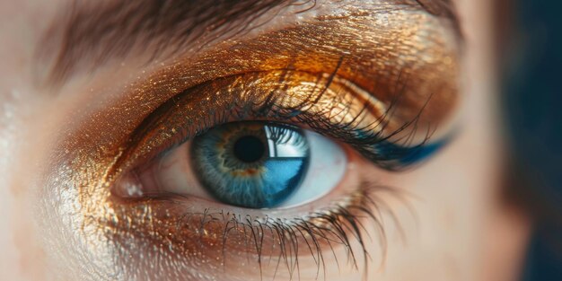 Женские глаза крупного плана макро макияж Генеративный ИИ