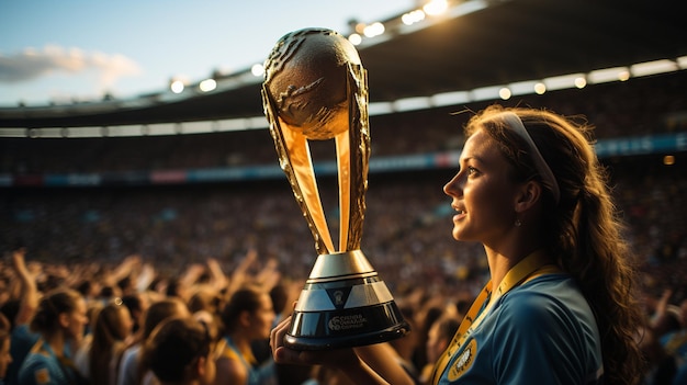 female fan in football stadium