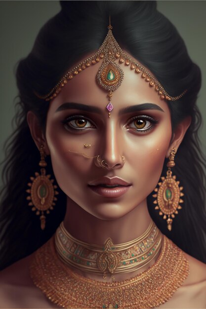 Premium AI Image  female fashion model wearing traditional Indian Jewelry