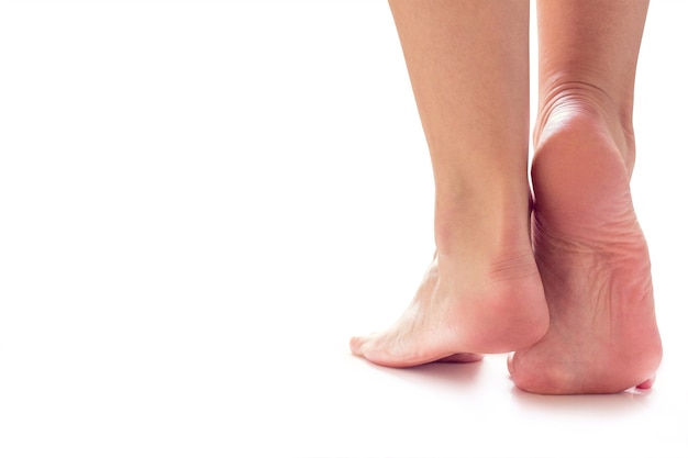 Female feet stand on their toes