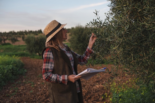 Женщина-полевой инженер осматривает сельскохозяйственные плантации Женщины-агрономы по интеграции в поле