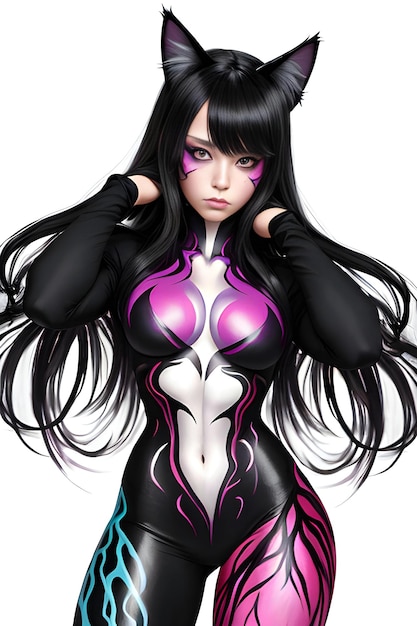 A female figure with futuristic hairstyle and makeup