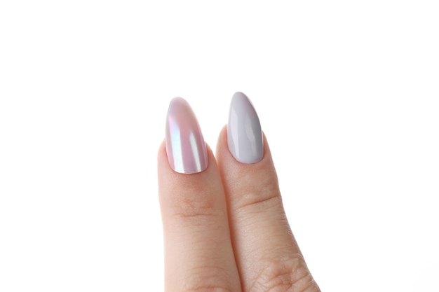 Female fingers with manicure isolated on white background