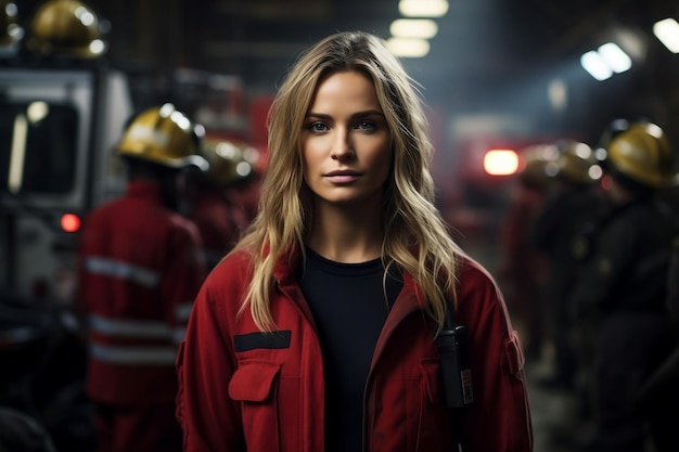 Female Firefighter at the Station Generative AI