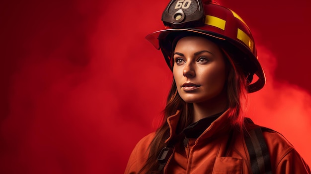 完全防護服を着た女性消防士