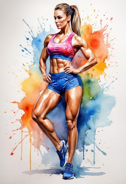 Photo female fitness model muscles visible