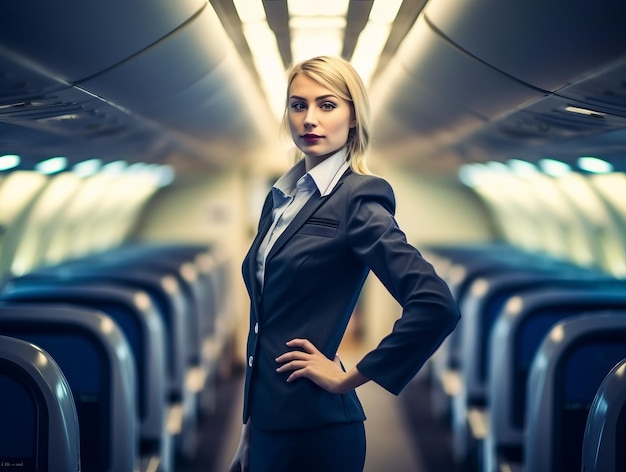 Photo female flight attendant