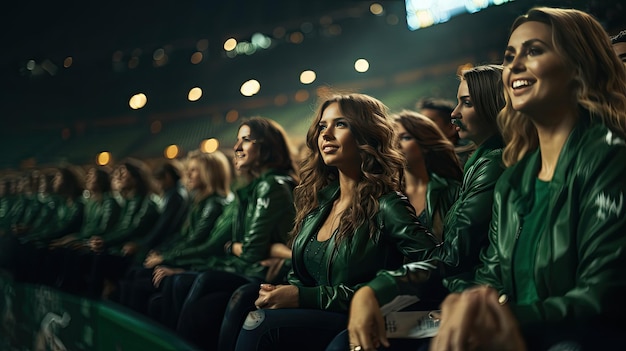 女性サッカーファンが自分のチームを応援する