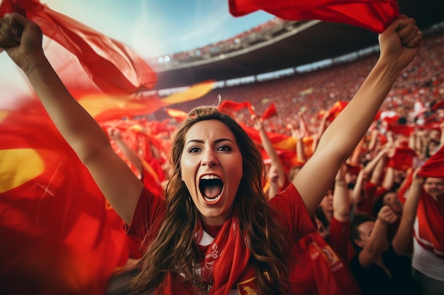 Female football fans cheering