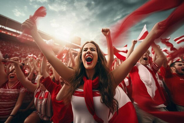 Female football fans cheering