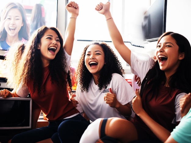 Female football fans match female soccer football world cup professional