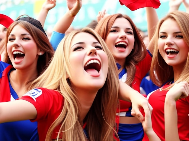 Female football fans match female soccer football world cup professional