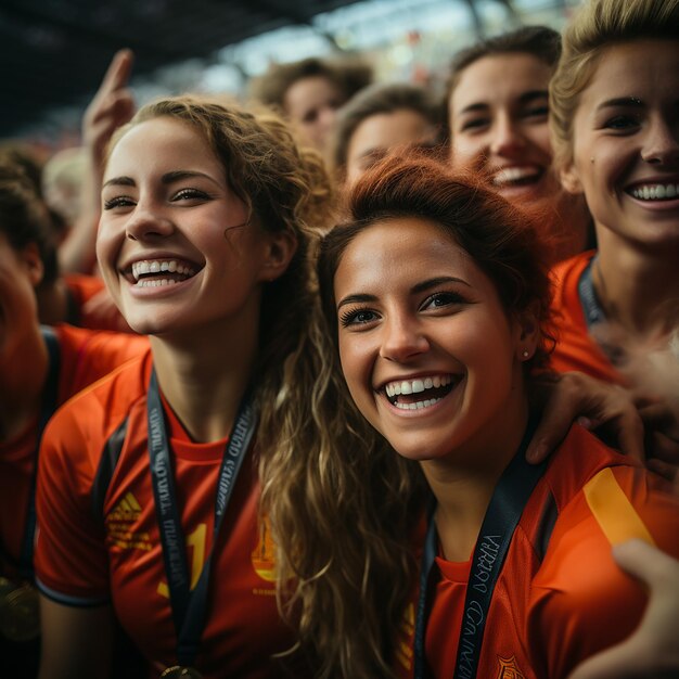 Female football fans match female soccer football world cup professional