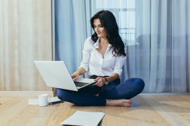 Female freelancer working from home