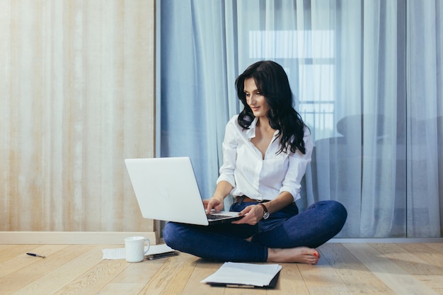 Female freelancer working from home