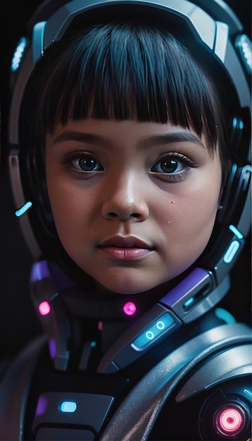 Female futuristic humanoid robot cyborg android