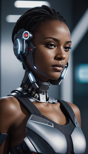 Female futuristic humanoid robot cyborg android