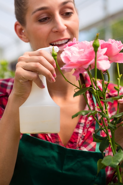 Female gardener in market garden or nursery