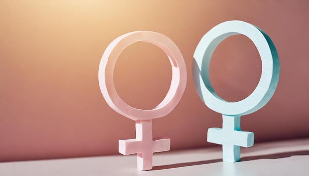 Photo female gender symbols on pastel background