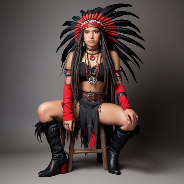 A female girl model for red Indian