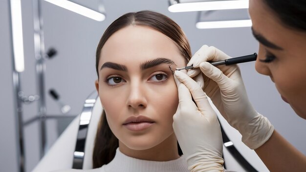 Female going through a microblading treatment