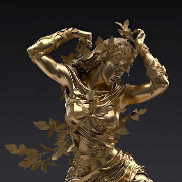 Female Greek god in golden armor