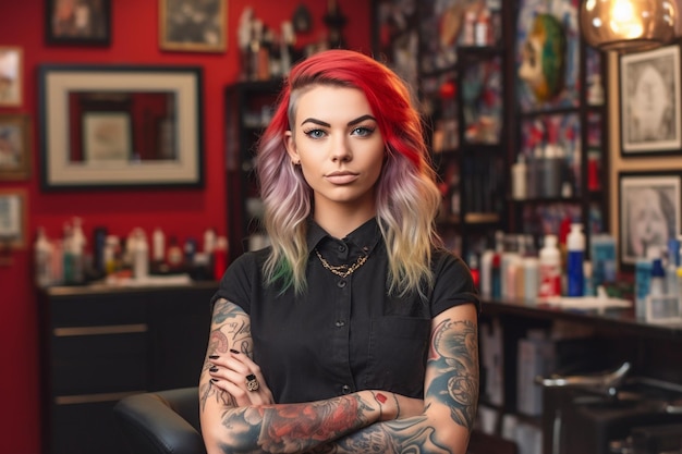 Female hairdresser standing in salon