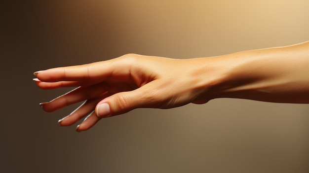 Female hand on beige background