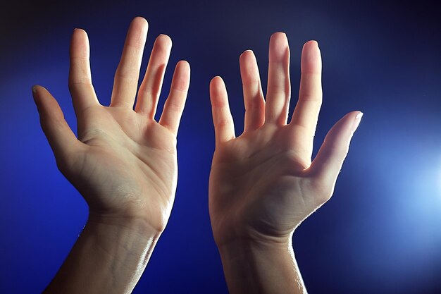 Female hand on colorful background