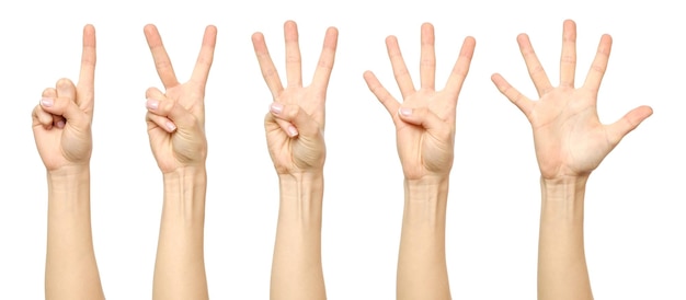 Photo female hand counting from one to five