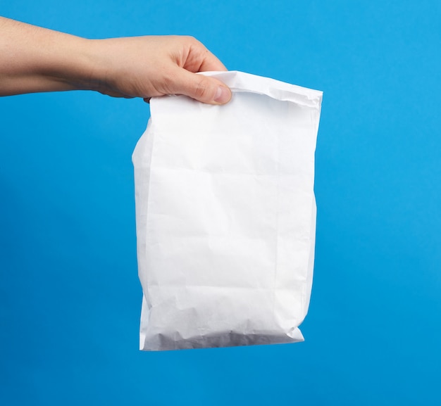 Female hand holding a paper bag