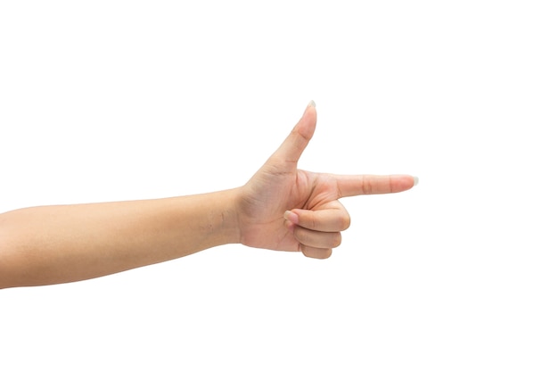 Female hand on the isolated on white background