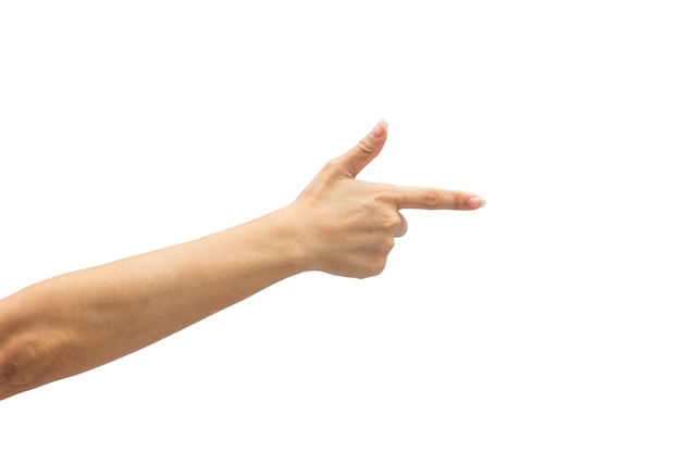 Female hand on the isolated on white background