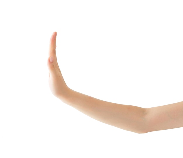 Female hand stop palm gesture clipping path