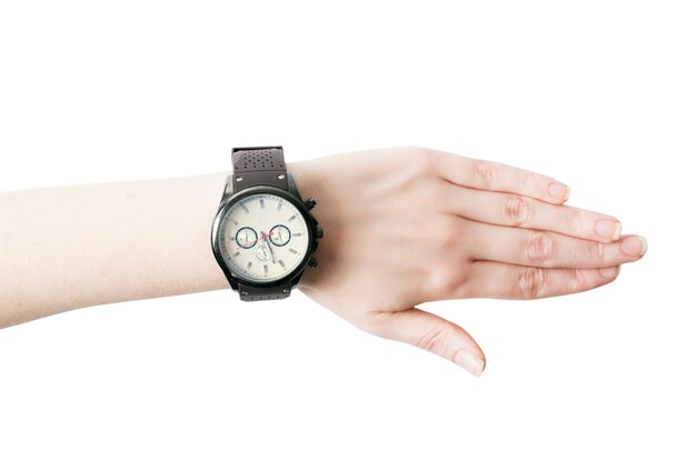 Photo female hand with the wrist watch