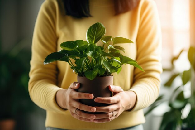 写真 女性の手は家で植物の世話 家のガーデニング 植物の灌<unk> フリーランス