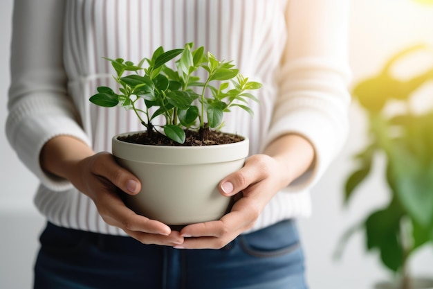 여성 손은 집에서 식물에 대한 보살 가정 정원 가꾸기 물 식물 프리랜서