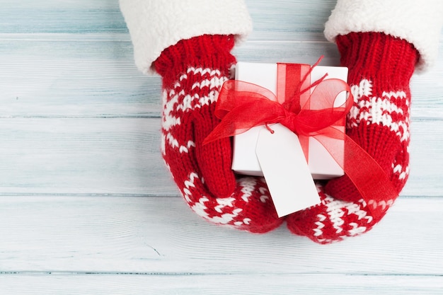 Female hands holding christmas gift