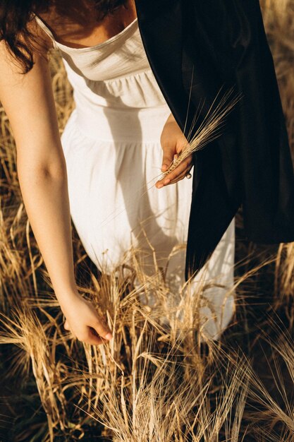 Photo female hands holding rye ears