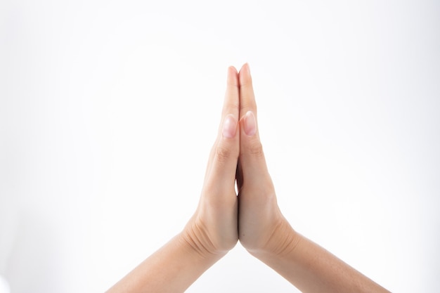 Female hands isolated on white