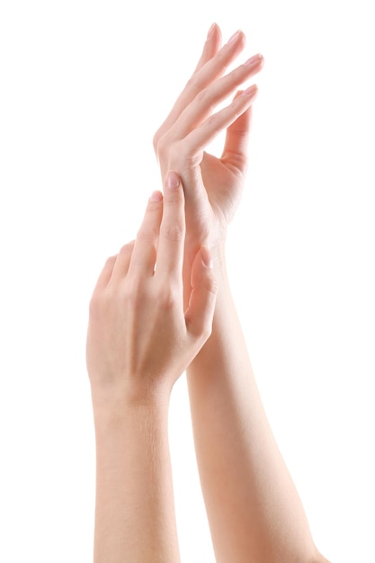 Female hands isolated on white