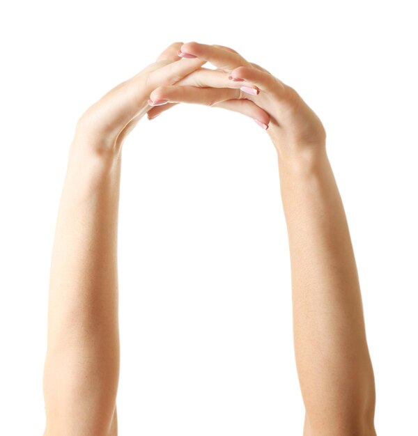 Female hands isolated on white