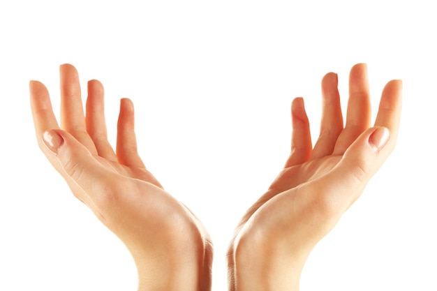 Female hands isolated on white