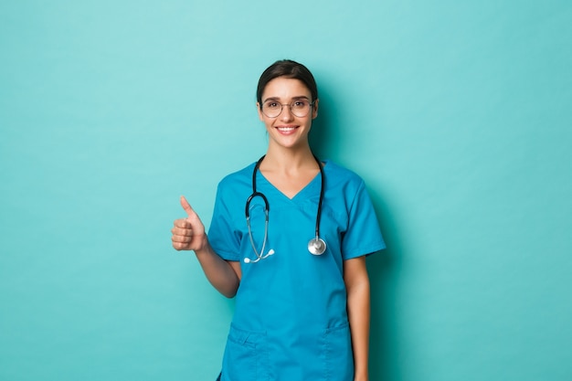 Female healthcare worker posing