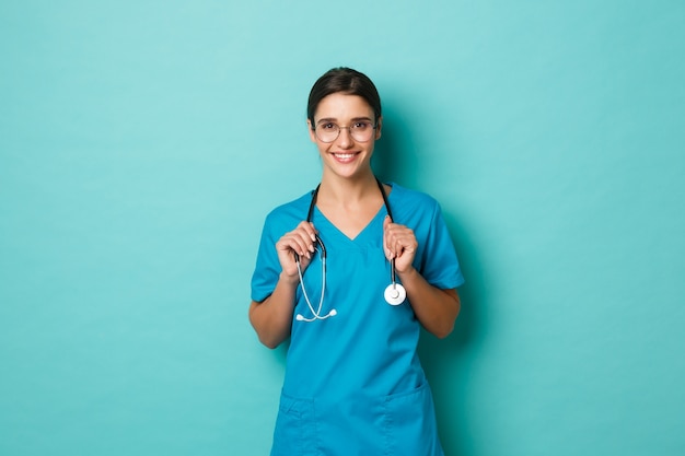 Female healthcare worker posing