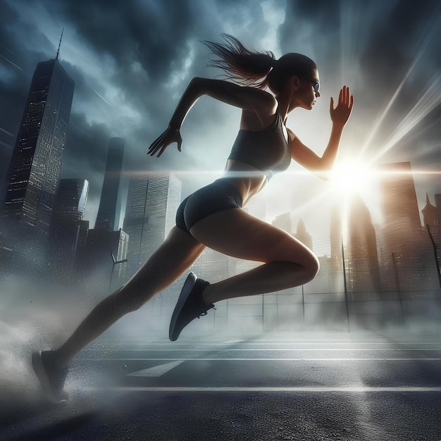female high speed running athlete 10