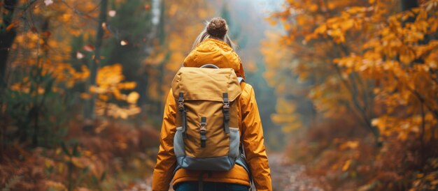 Female Hiker Walking in Forest