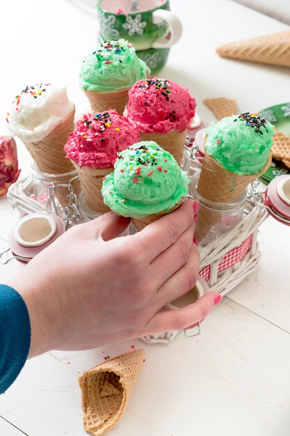 Female holding ice cream